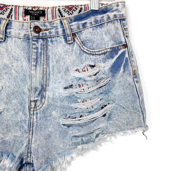 Forever 21 Distressed Cut Off High Rise Shorts - Picture 3 of 5